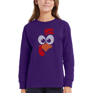 Turkey Face - Girl's Word Art Long Sleeve T-Shirt