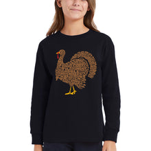 Load image into Gallery viewer, Thankgiving Turkey - Girl's Word Art Long Sleeve T-Shirt
