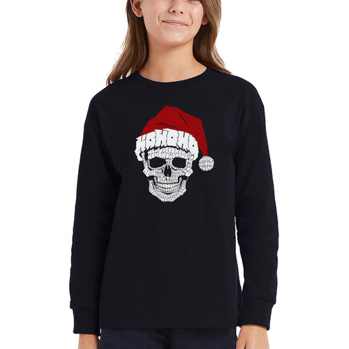 Santa Skull - Girl's Word Art Long Sleeve T-Shirt