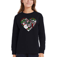 Load image into Gallery viewer, Christmas Themed Heart - Girl's Word Art Long Sleeve T-Shirt