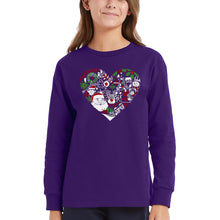 Load image into Gallery viewer, Christmas Themed Heart - Girl's Word Art Long Sleeve T-Shirt