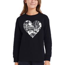 Load image into Gallery viewer, Musical Instrument Heart - Girl's Word Art Long Sleeve T-Shirt