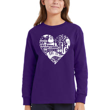 Load image into Gallery viewer, Musical Instrument Heart - Girl's Word Art Long Sleeve T-Shirt
