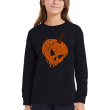 Load image into Gallery viewer, Evil Pumpkin - Girl's Word Art Long Sleeve T-Shirt