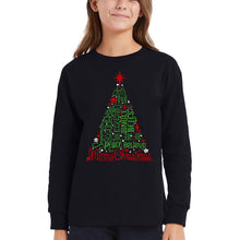 Load image into Gallery viewer, Holiday Christmas Tree - Girl's Word Art Long Sleeve T-Shirt