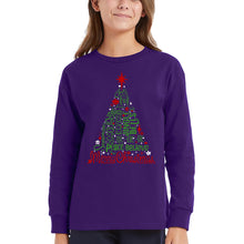 Load image into Gallery viewer, Holiday Christmas Tree - Girl's Word Art Long Sleeve T-Shirt