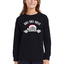 Load image into Gallery viewer, Peeking Santa - Girl's Word Art Long Sleeve T-Shirt