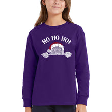 Load image into Gallery viewer, Peeking Santa - Girl's Word Art Long Sleeve T-Shirt
