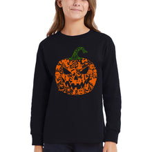Load image into Gallery viewer, Halloween Pumpkin - Girl's Word Art Long Sleeve T-Shirt
