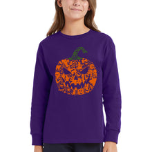 Load image into Gallery viewer, Halloween Pumpkin - Girl's Word Art Long Sleeve T-Shirt