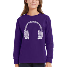 Load image into Gallery viewer, Mood Headphones - Girl's Word Art Long Sleeve T-Shirt
