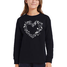 Load image into Gallery viewer, Sheet Music Heart - Girl's Word Art Long Sleeve T-Shirt