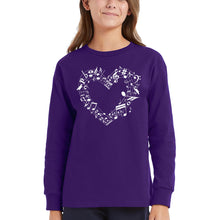 Load image into Gallery viewer, Sheet Music Heart - Girl's Word Art Long Sleeve T-Shirt