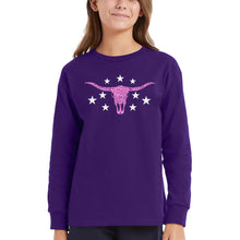 Load image into Gallery viewer, Cowgirl Cowskull - Girl's Word Art Long Sleeve T-Shirt