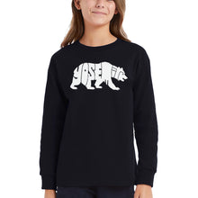Load image into Gallery viewer, Yosemite Bear - Girl's Word Art Long Sleeve T-Shirt