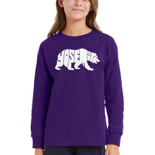 Load image into Gallery viewer, Yosemite Bear - Girl's Word Art Long Sleeve T-Shirt