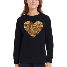 Load image into Gallery viewer, Thanksgiving Heart - Girl&#39;s Word Art Long Sleeve T-Shirt