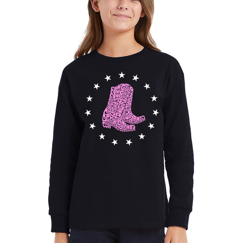 Cowgirl Boots - Girl's Word Art Long Sleeve T-Shirt