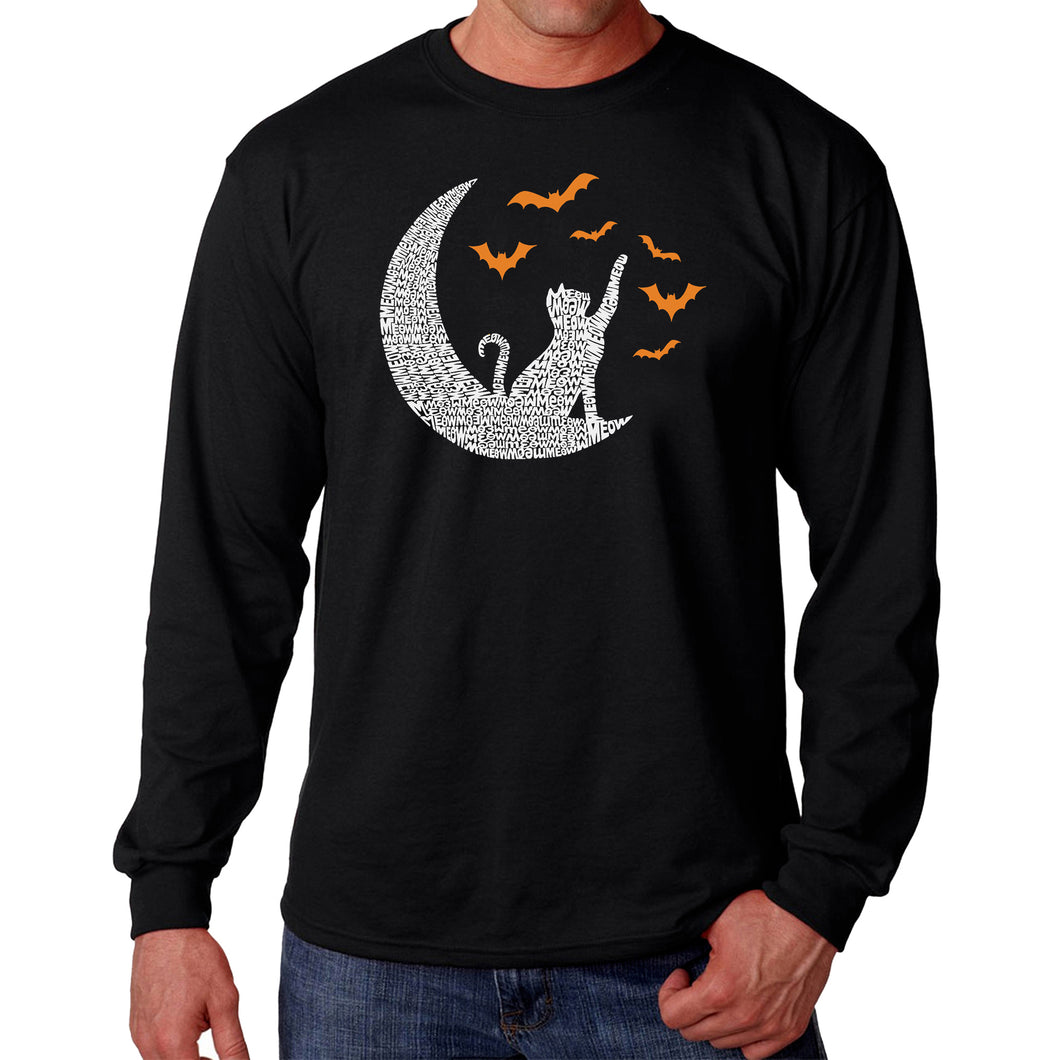 Halloween Cat Moon - Men's Word Art Long Sleeve T-Shirt