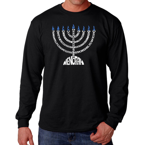 Hanukkah Menorah - Men's Word Art Long Sleeve T-Shirt