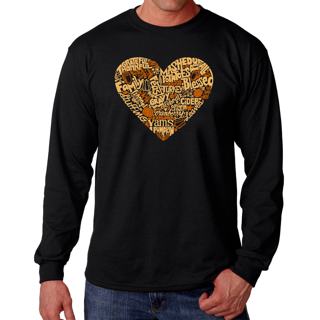 Thanksgiving Heart - Men's Word Art Long Sleeve T-Shirt