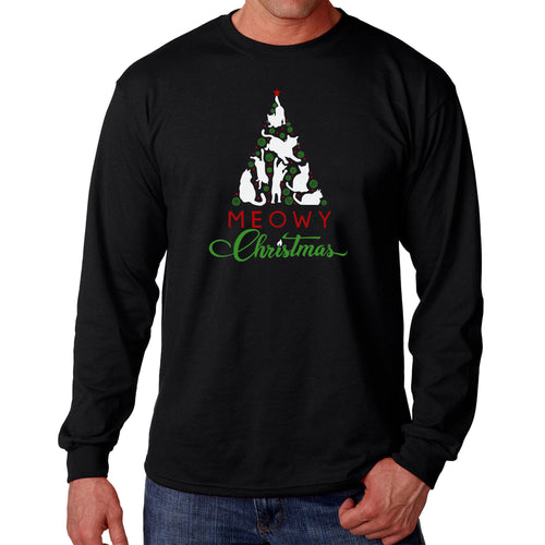 Meowy Christmas Tree - Men's Word Art Long Sleeve T-Shirt