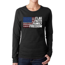 Load image into Gallery viewer, Faith Flag - Women's Word Art Long Sleeve T-Shirt