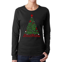 Load image into Gallery viewer, Holiday Christmas Tree - Women's Word Art Long Sleeve T-Shirt