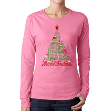 Load image into Gallery viewer, Holiday Christmas Tree - Women's Word Art Long Sleeve T-Shirt