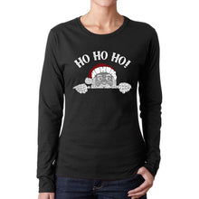 Load image into Gallery viewer, Peeking Santa - Women's Word Art Long Sleeve T-Shirt