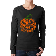 Load image into Gallery viewer, Halloween Pumpkin - Women's Word Art Long Sleeve T-Shirt