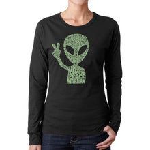 Load image into Gallery viewer, Peace Alien - Women's Word Art Long Sleeve T-Shirt