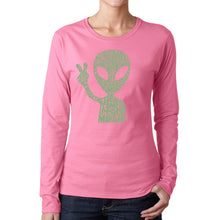 Load image into Gallery viewer, Peace Alien - Women's Word Art Long Sleeve T-Shirt