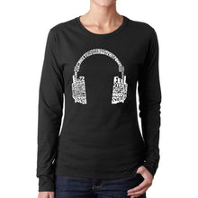 Load image into Gallery viewer, Mood Headphones - Women's Word Art Long Sleeve T-Shirt