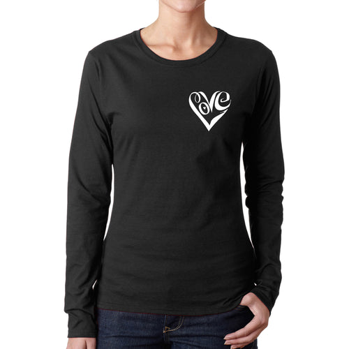 Script Heart - Women's Word Art Long Sleeve T-Shirt