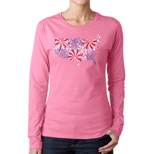Load image into Gallery viewer, USA Fireworks - Women's Word Art Long Sleeve T-Shirt