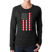 Load image into Gallery viewer, Skull Flag - Women's Word Art Long Sleeve T-Shirt