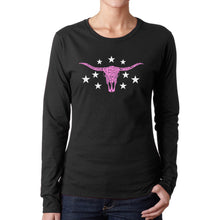 Load image into Gallery viewer, Cowgirl Cowskull - Women's Word Art Long Sleeve T-Shirt