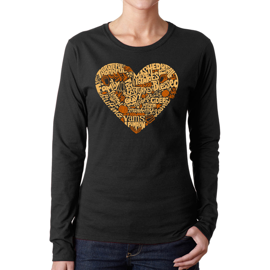 Thanksgiving Heart - Women's Word Art Long Sleeve T-Shirt