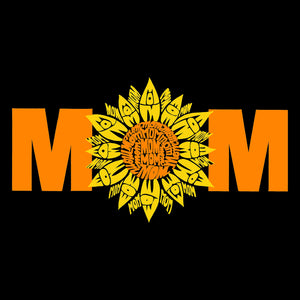Women's Plus Size Word Art V-Neck - Mom Sunflower