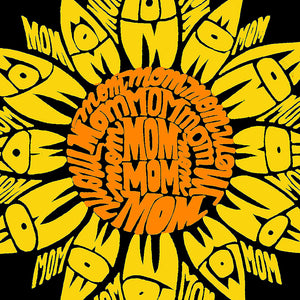 Women's Plus Size Word Art V-Neck - Mom Sunflower