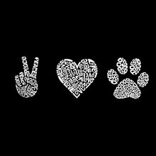 Load image into Gallery viewer, Women&#39;s Plus Size Word Art T-shirt - Peace Love Dogs