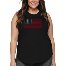 Load image into Gallery viewer, Women&#39;s Plus Size Word Art Tank Top - USA Flag