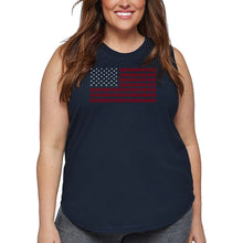Load image into Gallery viewer, Women&#39;s Plus Size Word Art Tank Top - USA Flag