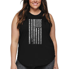 Load image into Gallery viewer, Women's Plus Size Word Art Tank Top - National Anthem Flag