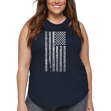 Load image into Gallery viewer, Women's Plus Size Word Art Tank Top - National Anthem Flag