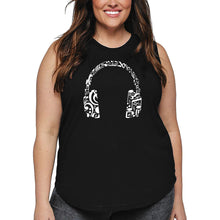 Load image into Gallery viewer, Women&#39;s Plus Size Word Art Tank Top - Music Note Headphones