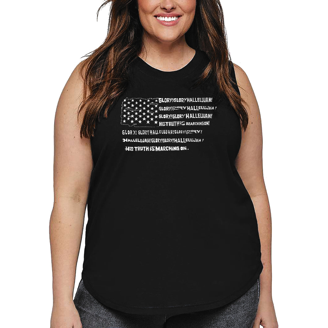Women's Plus Size Word Art Tank Top - Glory Hallelujah Flag