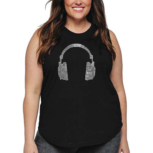 Women's Plus Size Word Art Tank Top - 63 DIFFERENT GENRES OF MUSIC