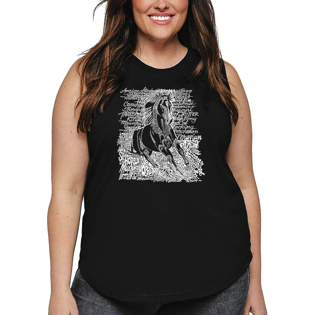 Women's Plus Size Word Art Tank Top - POPULAR HORSE BREEDS
